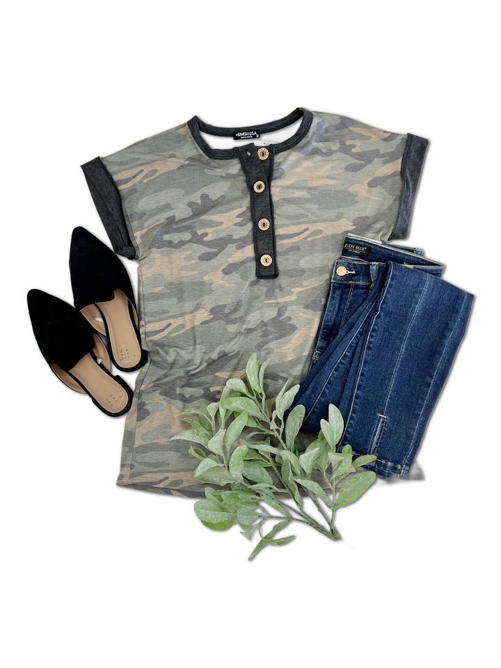 Edgy Style - Camo Dolman Top