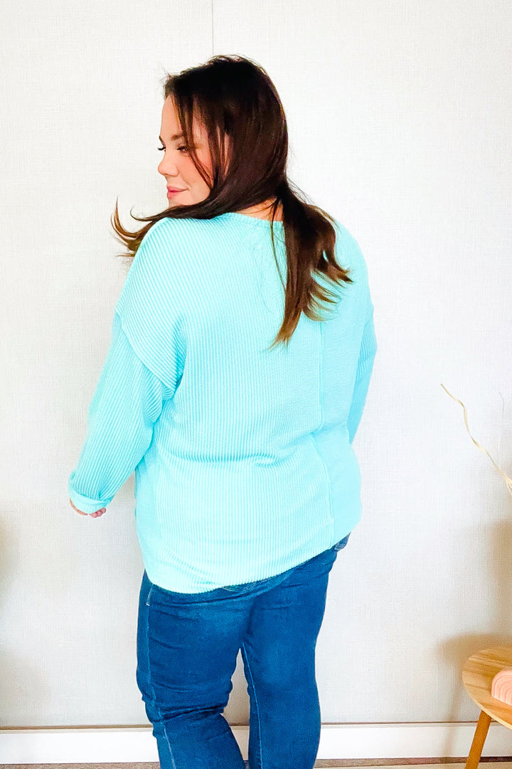 All In Ribbed Top - Seafoam