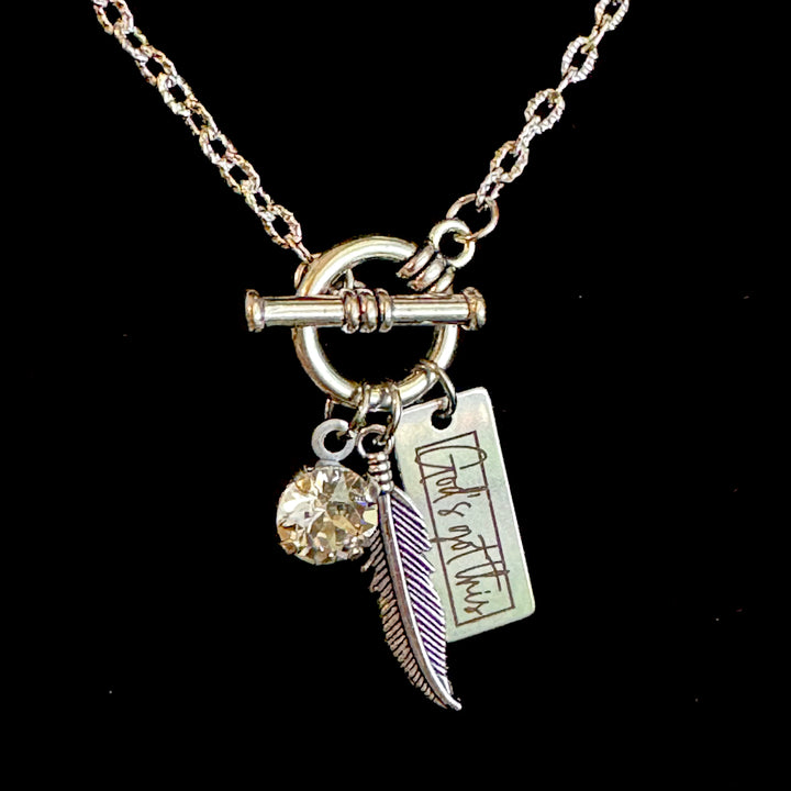 God's Got This Charm - Under His Feathers Necklace (2 Styles) - Clear Crystal