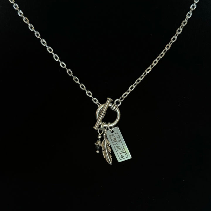 God's Got This Charm - Under His Feathers Necklace (2 Styles) - Clear Crystal