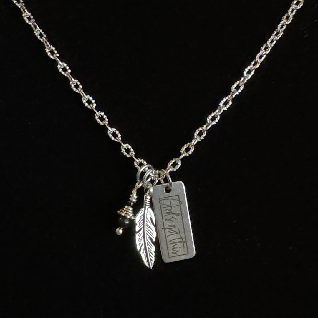 God's Got This Charm - Under His Feathers Necklace (2 Styles) - Clear Crystal