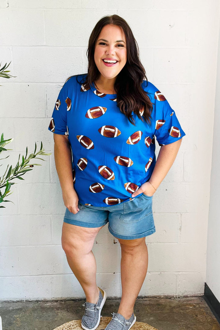 Ready For The Game - Football-Print Top - Blue