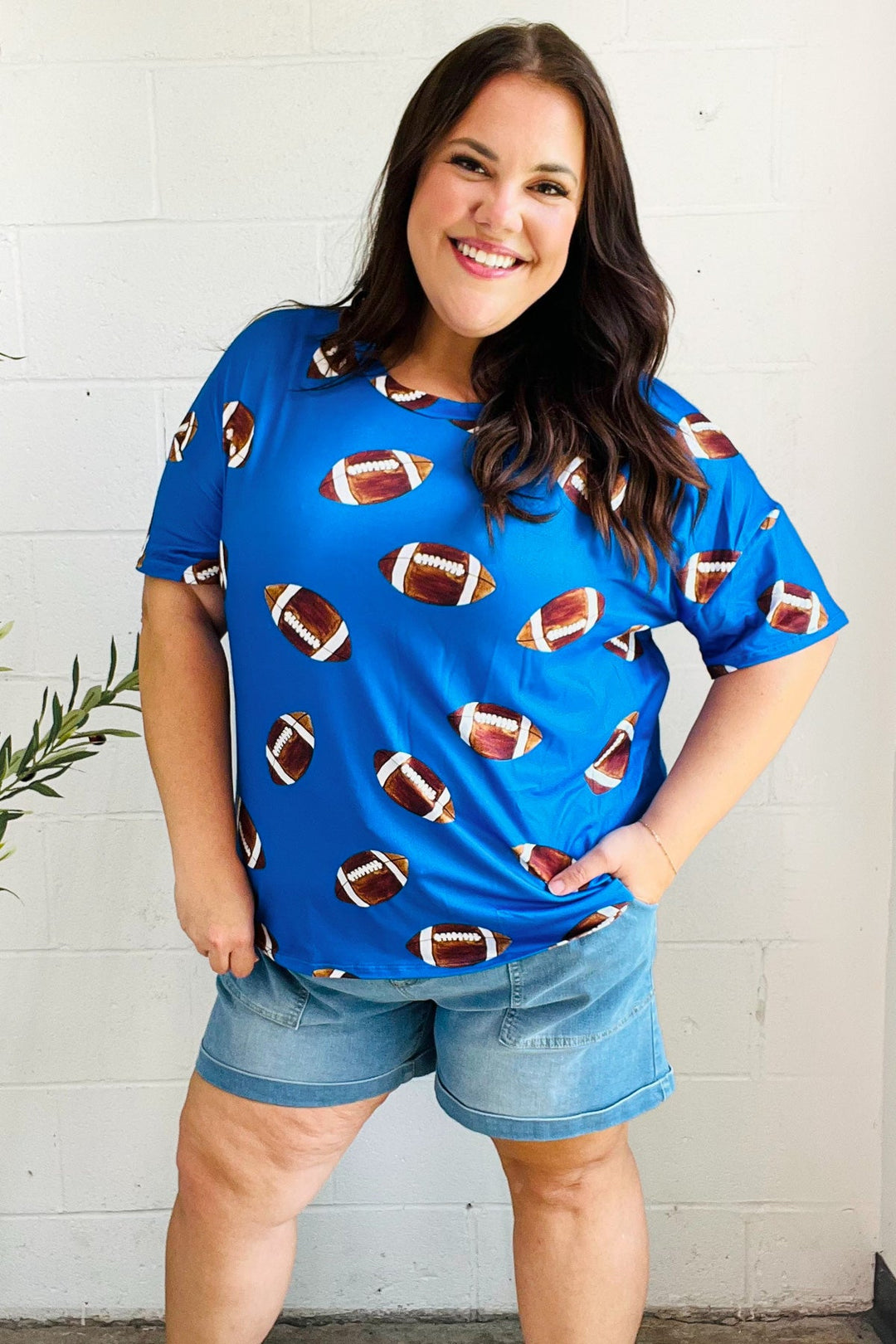 Ready For The Game - Football-Print Top - Blue