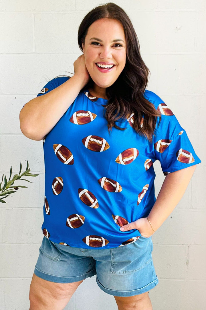 Ready For The Game - Football-Print Top - Blue