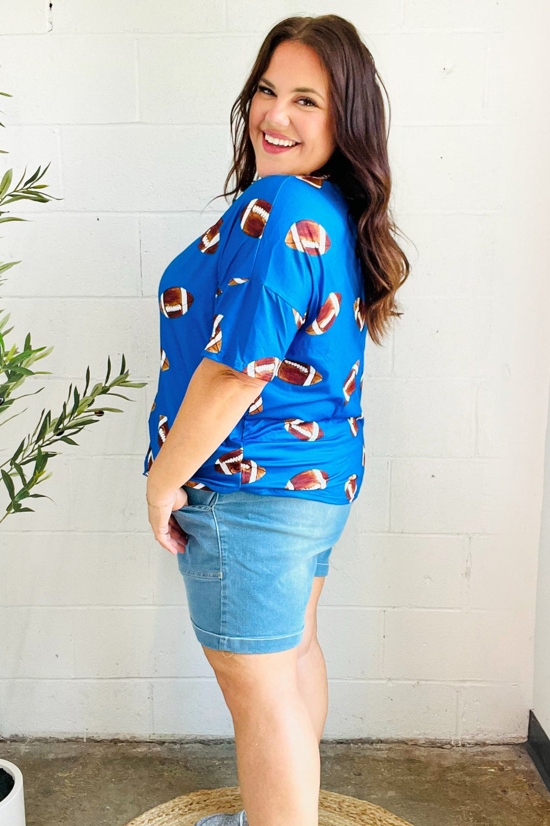 Ready For The Game - Football-Print Top - Blue