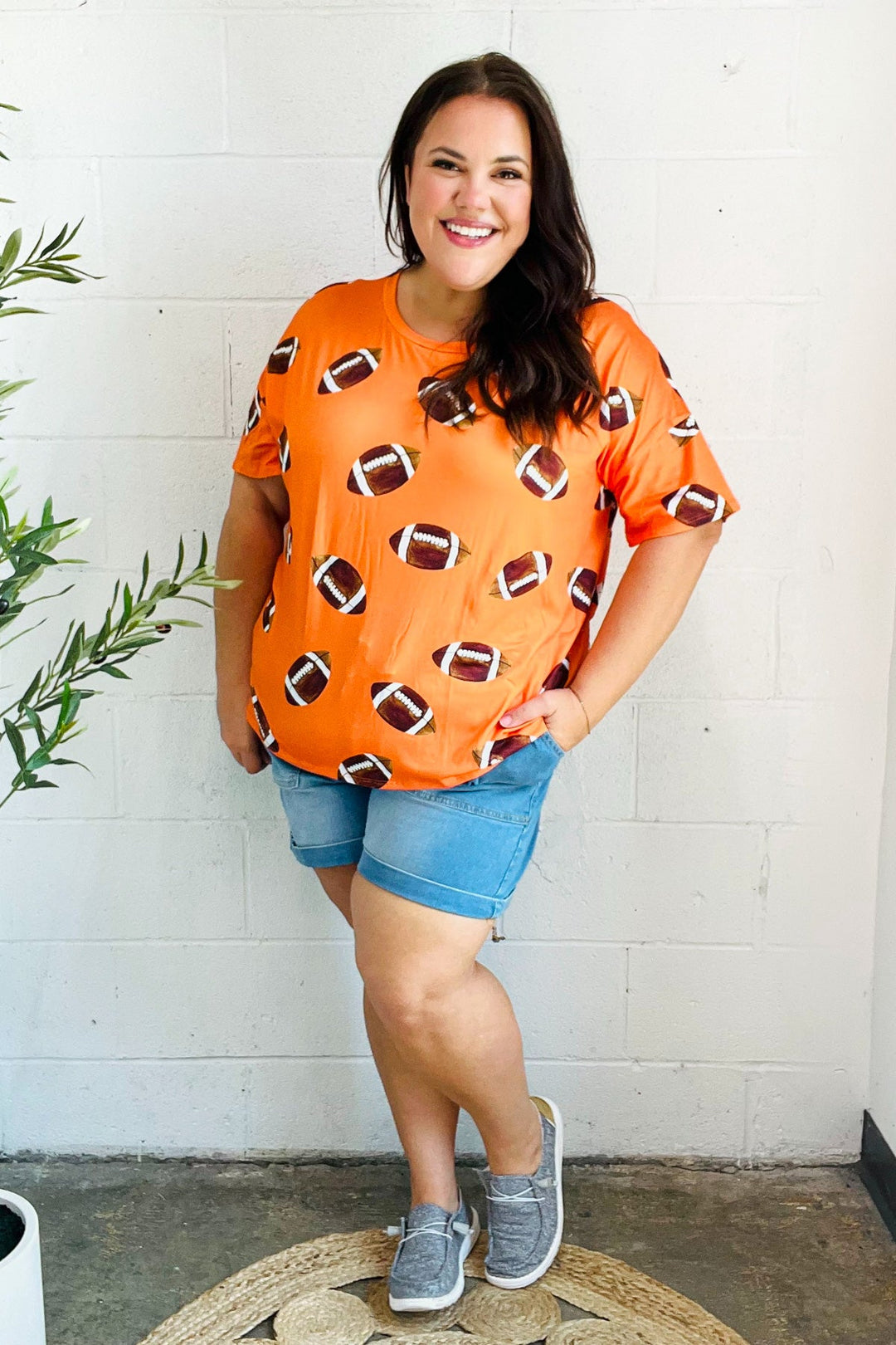 Ready For The Game - Football-Print Top - Orange