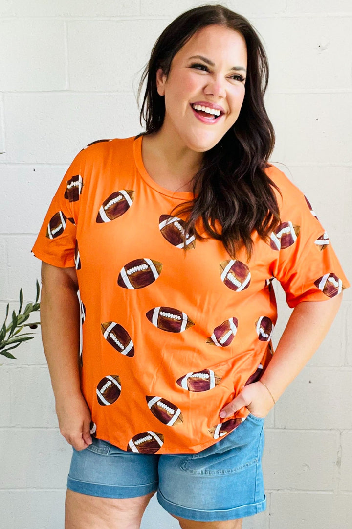 Ready For The Game - Football-Print Top - Orange