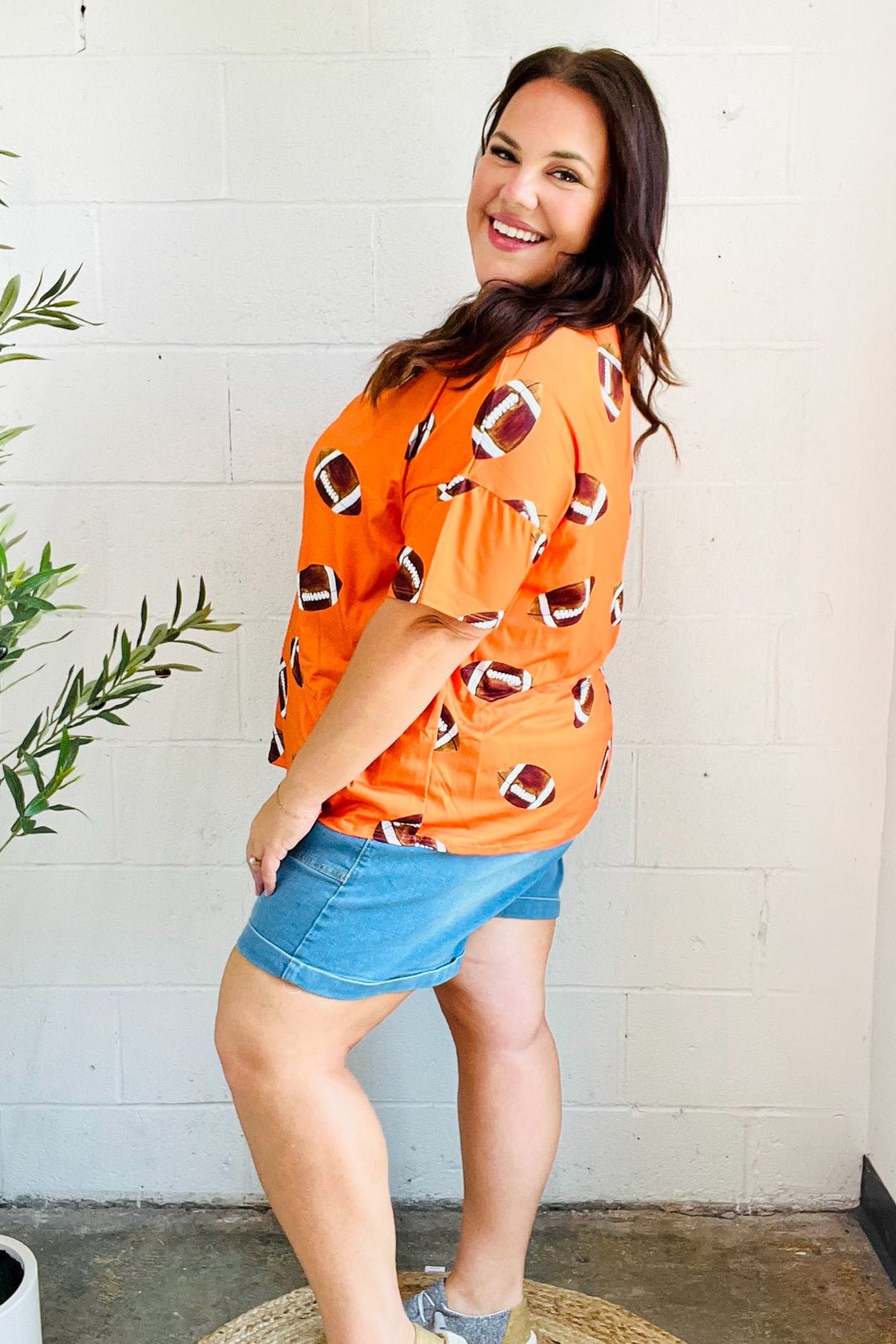 Ready For The Game - Football-Print Top - Orange