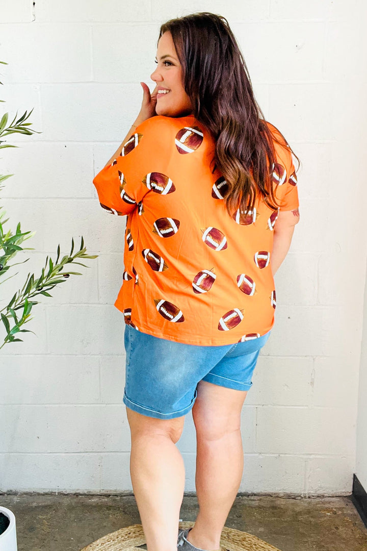 Ready For The Game - Football-Print Top - Orange