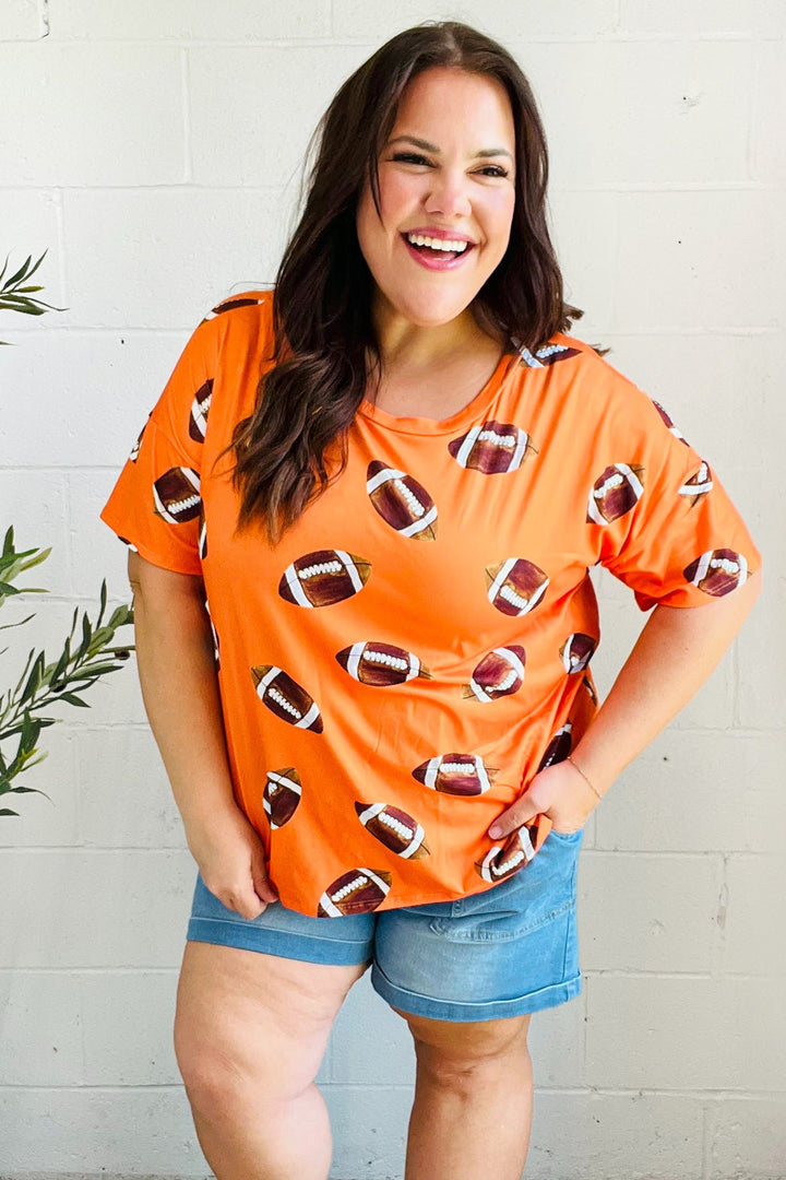 Ready For The Game - Football-Print Top - Orange