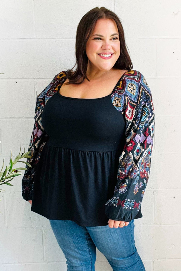 [FINAL SALE]  Take It In Babydoll Top Blk