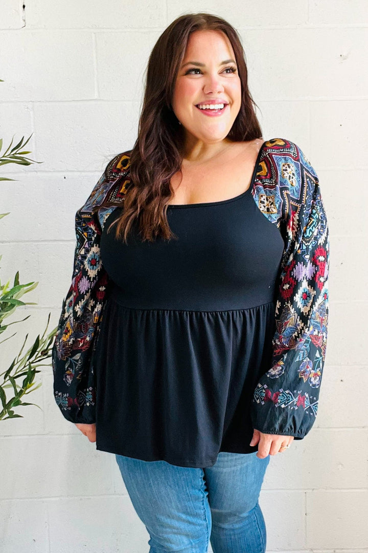 [FINAL SALE]  Take It In Babydoll Top Blk