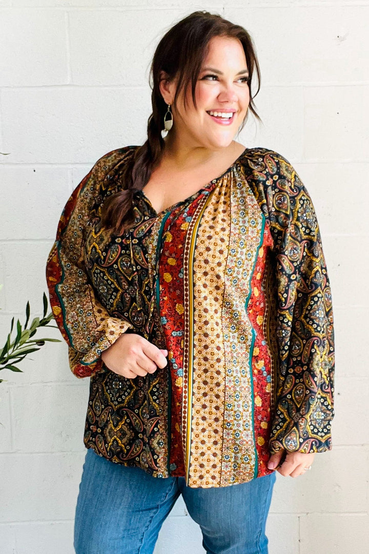 Boho Vibes - Paisley Raglan Blouse