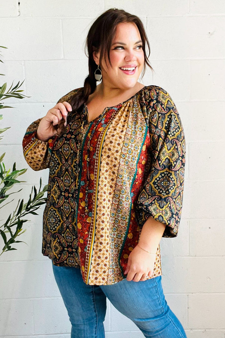 Boho Vibes - Paisley Raglan Blouse