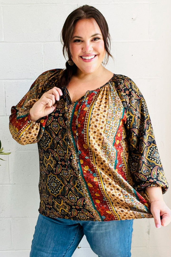 Boho Vibes - Paisley Raglan Blouse