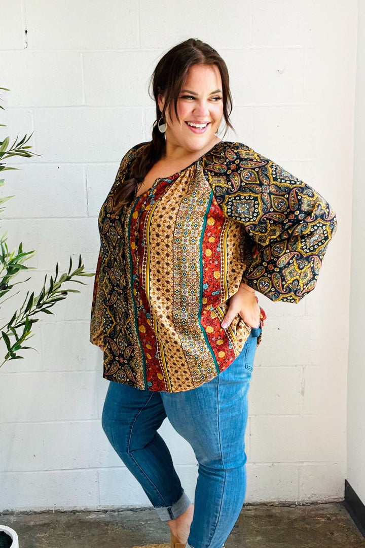 Boho Vibes - Paisley Raglan Blouse