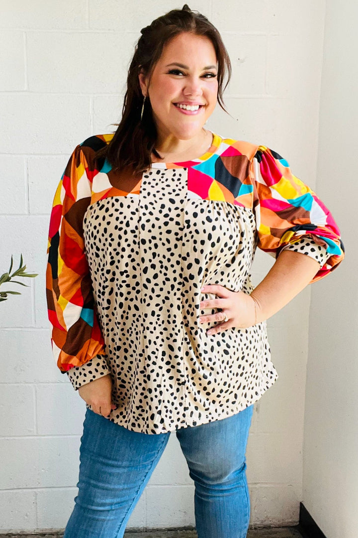 Instant Charm - Geometric Animal-Print Top