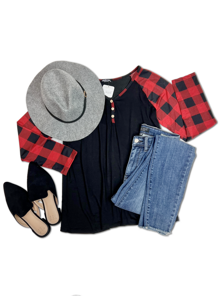 Holiday Vibes - Plaid Top