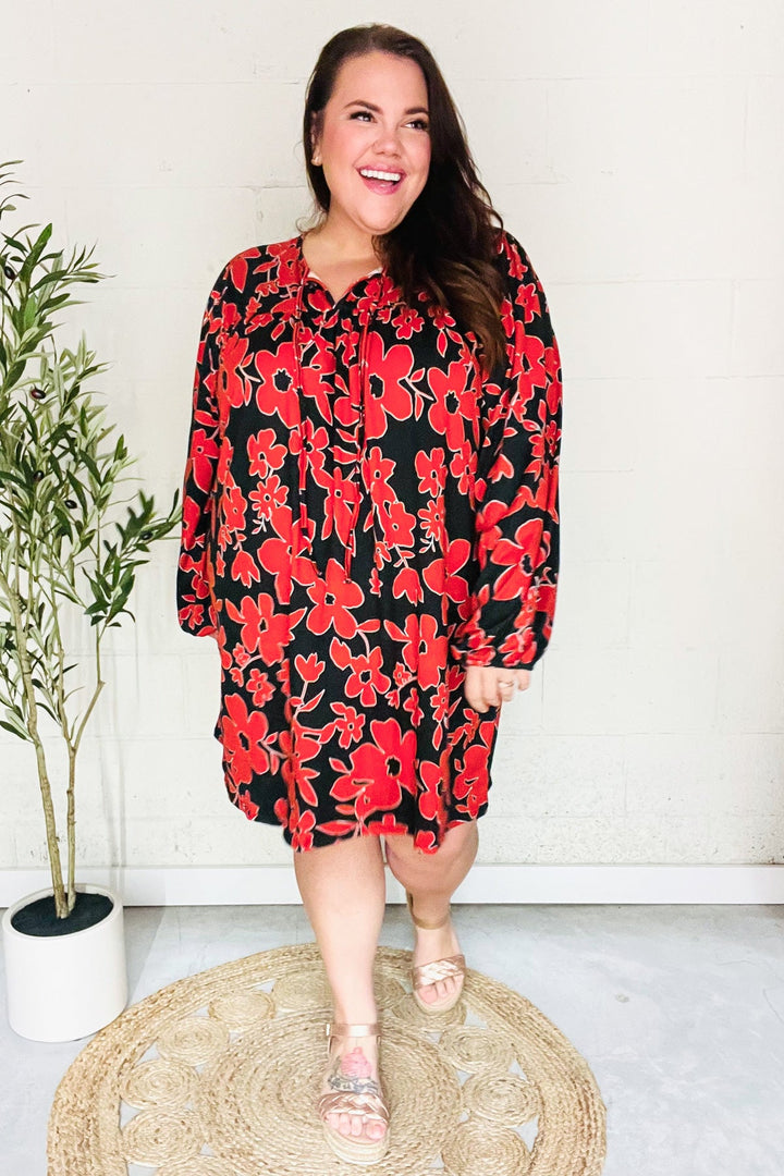 In It Together - Floral Print Front-Tie Dress