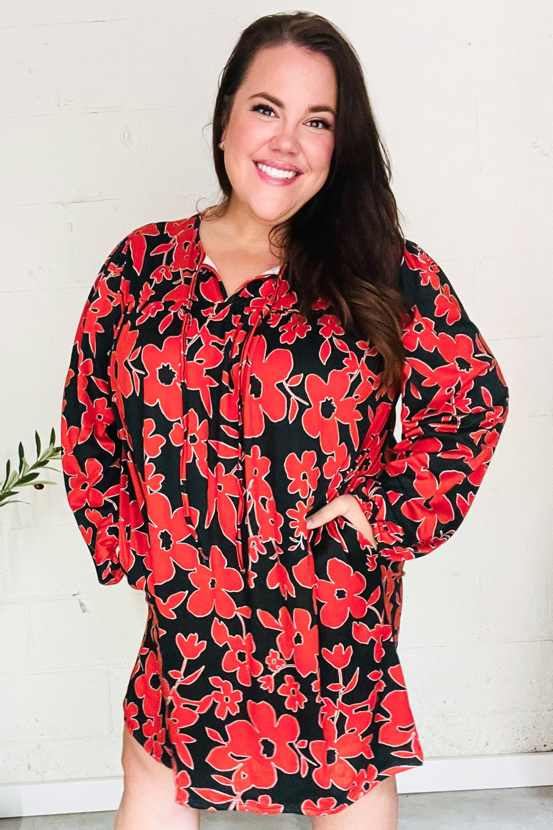 In It Together - Floral Print Front-Tie Dress