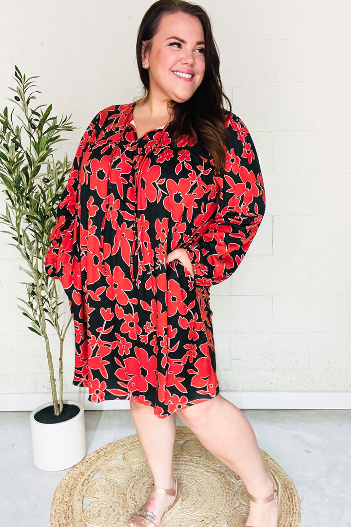 In It Together - Floral Print Front-Tie Dress