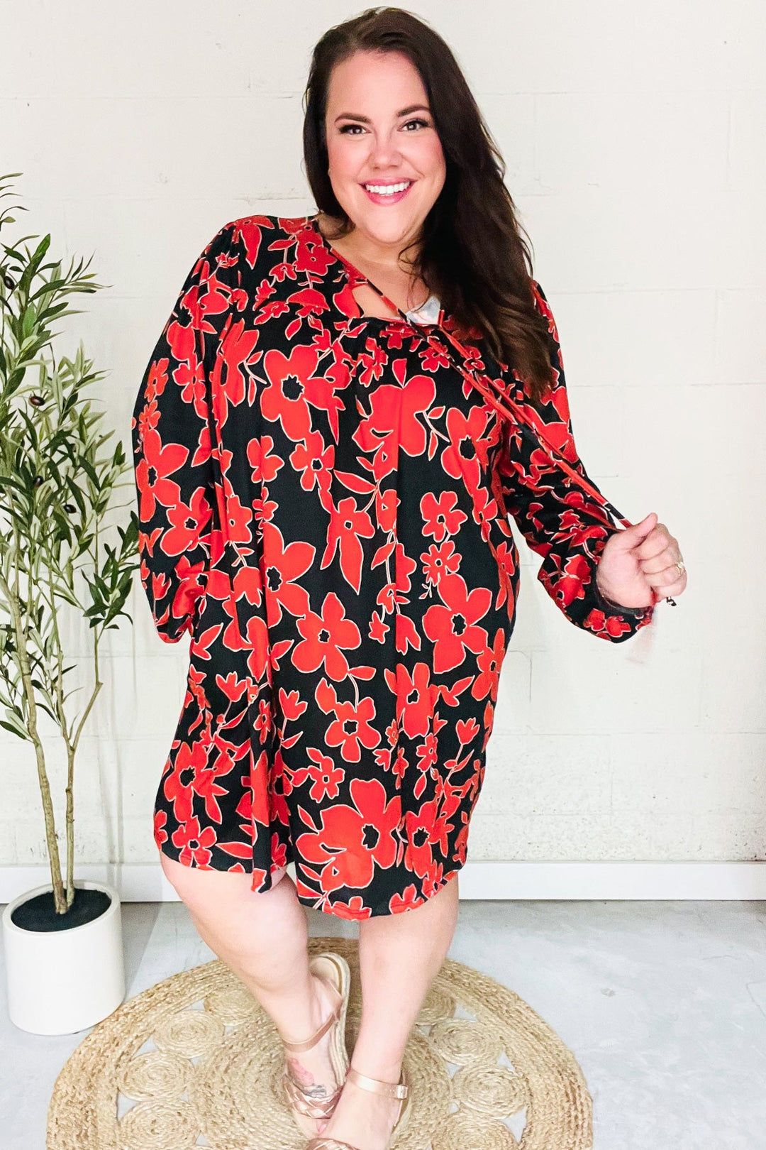 In It Together - Floral Print Front-Tie Dress