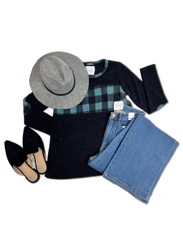 Teal Plaid Cozy Pullover