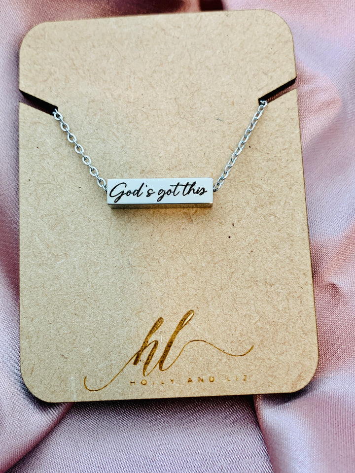 God's Got This - God Bless The USA (2-Sided) Stainless Steel Mini Bar Necklace