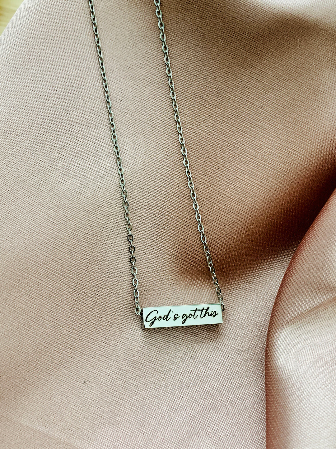 God's Got This - God Bless The USA (2-Sided) Stainless Steel Mini Bar Necklace