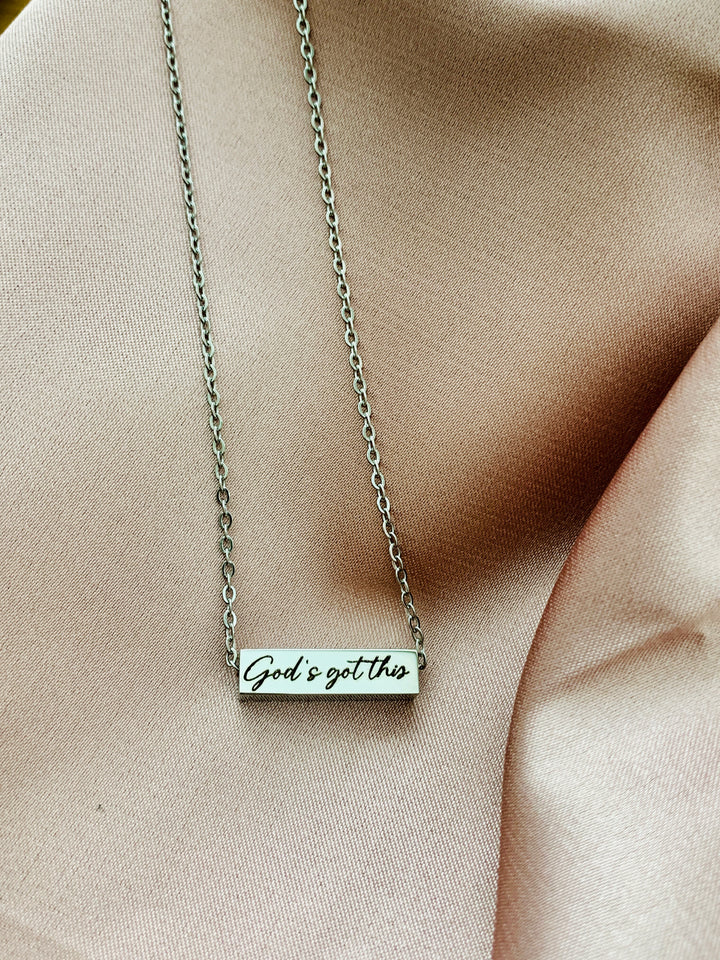 God's Got This - God Bless The USA (2-Sided) Stainless Steel Mini Bar Necklace