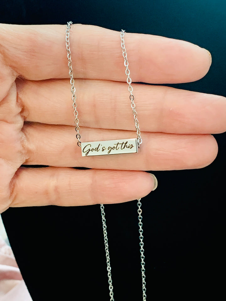 God's Got This - God Bless The USA (2-Sided) Stainless Steel Mini Bar Necklace