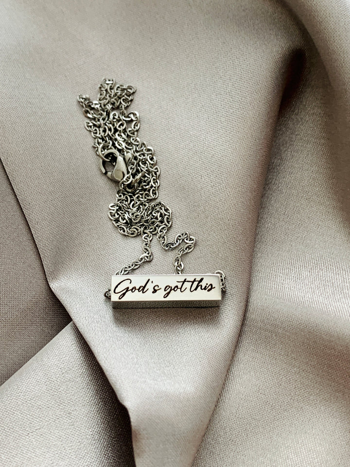 God's Got This - God Bless The USA (2-Sided) Stainless Steel Mini Bar Necklace