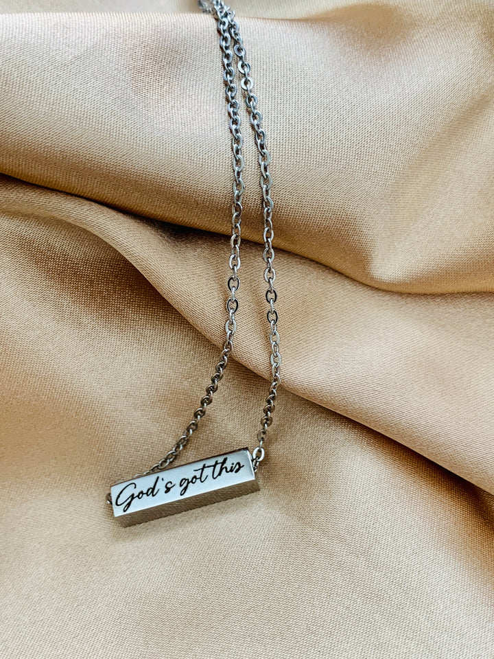 God's Got This - God Bless The USA (2-Sided) Stainless Steel Mini Bar Necklace