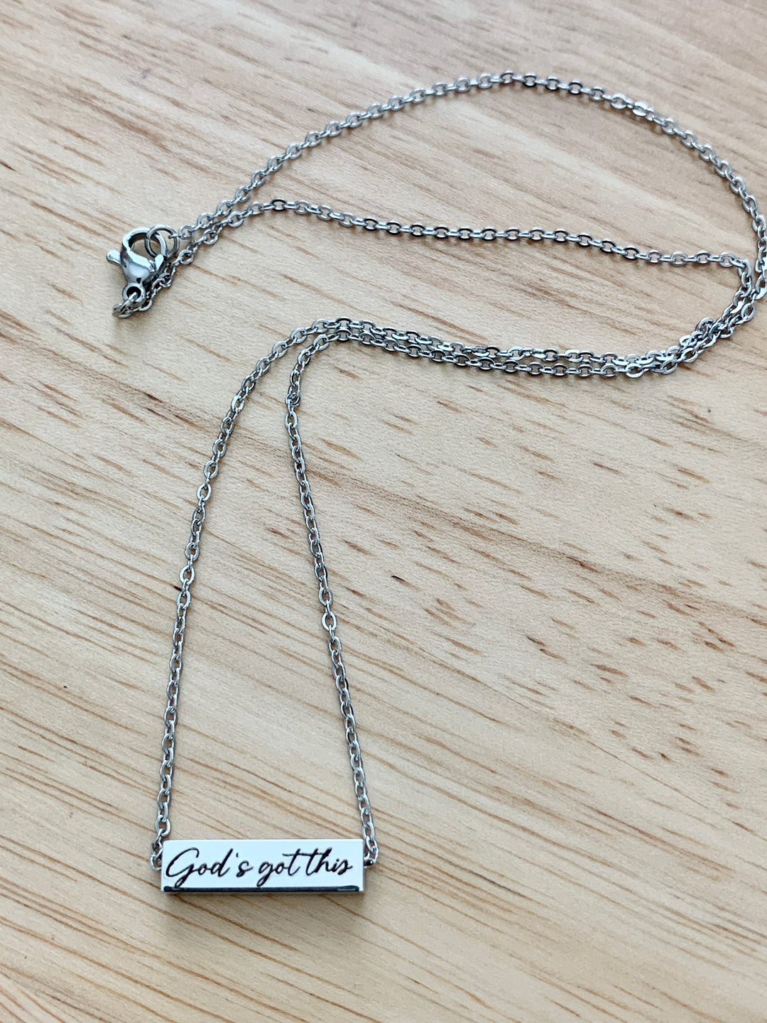 God's Got This - God Bless The USA (2-Sided) Stainless Steel Mini Bar Necklace