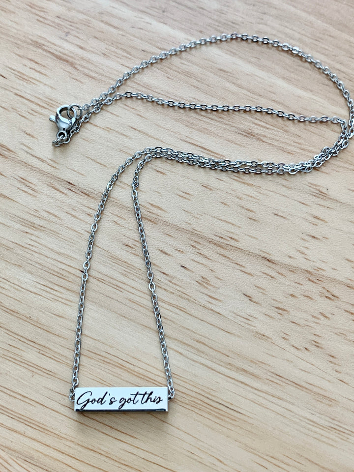 God's Got This - God Bless The USA (2-Sided) Stainless Steel Mini Bar Necklace