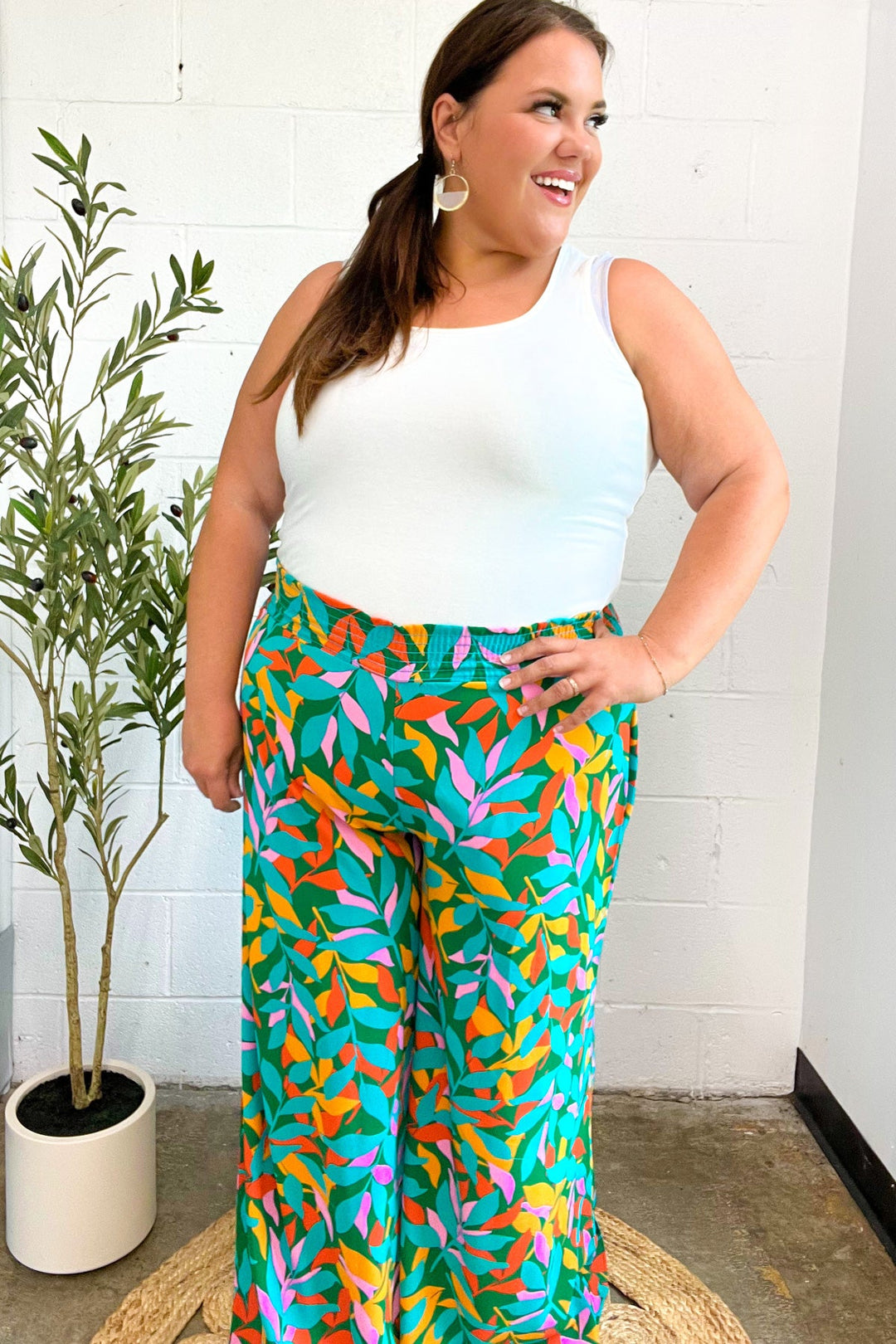 Summer Days - Abstract Print Smocked Palazzo Pants