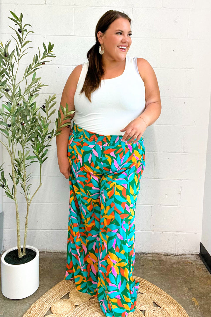 Summer Days - Abstract Print Smocked Palazzo Pants