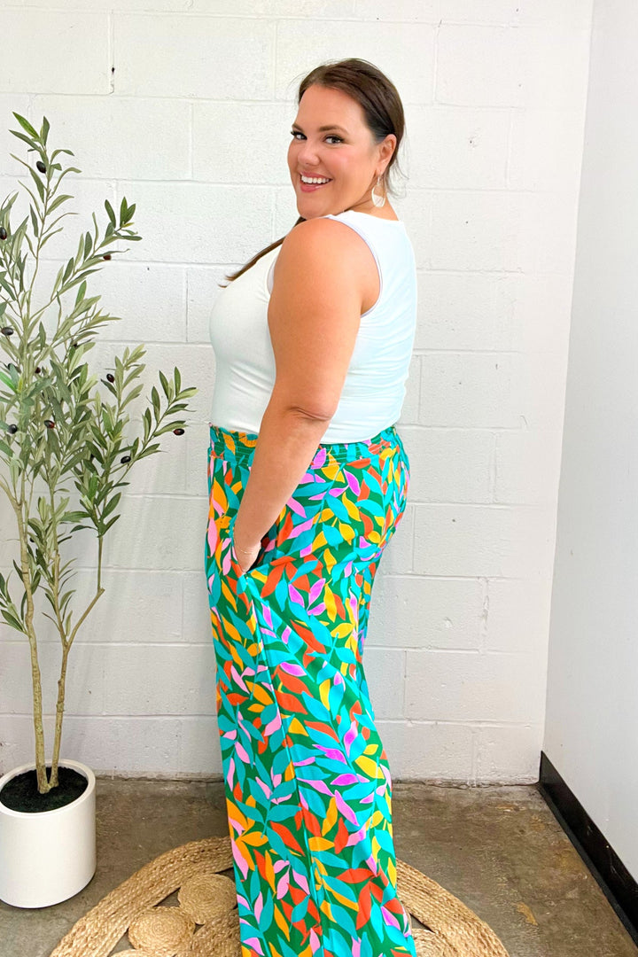 Summer Days - Abstract Print Smocked Palazzo Pants