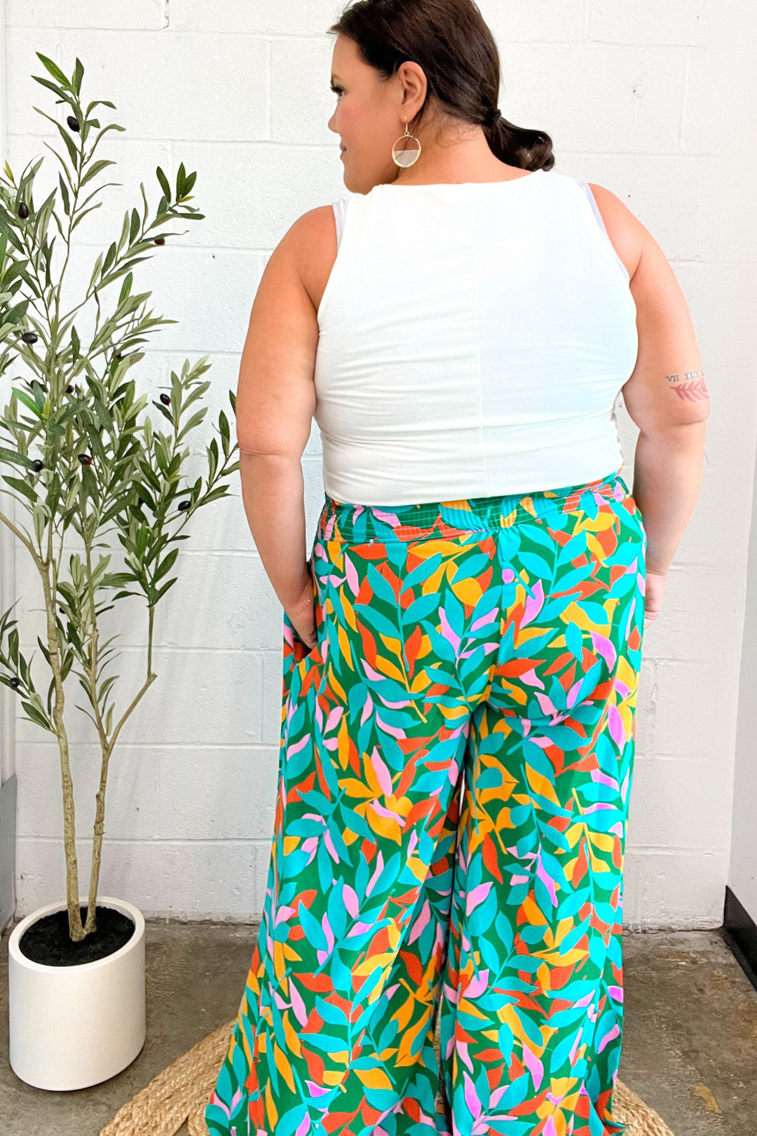 Summer Days - Abstract Print Smocked Palazzo Pants