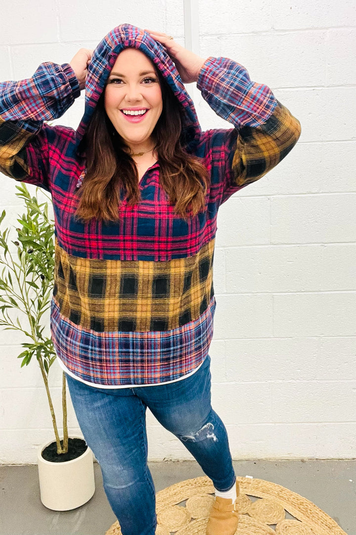 Tis' The Season - Plaid Flannel Hoodie