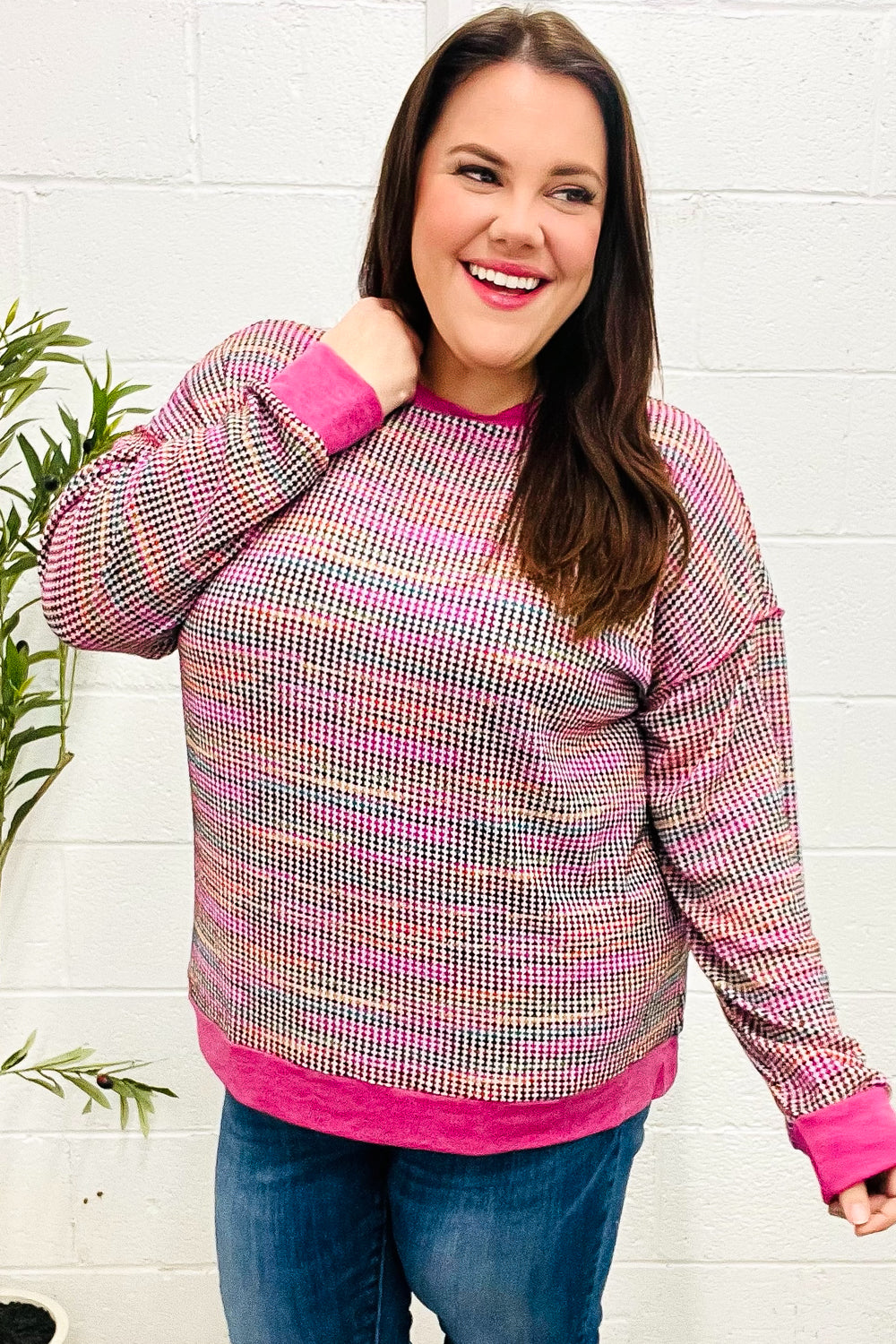 Simple Joys - Textured Waffle-Knit Sweater Top