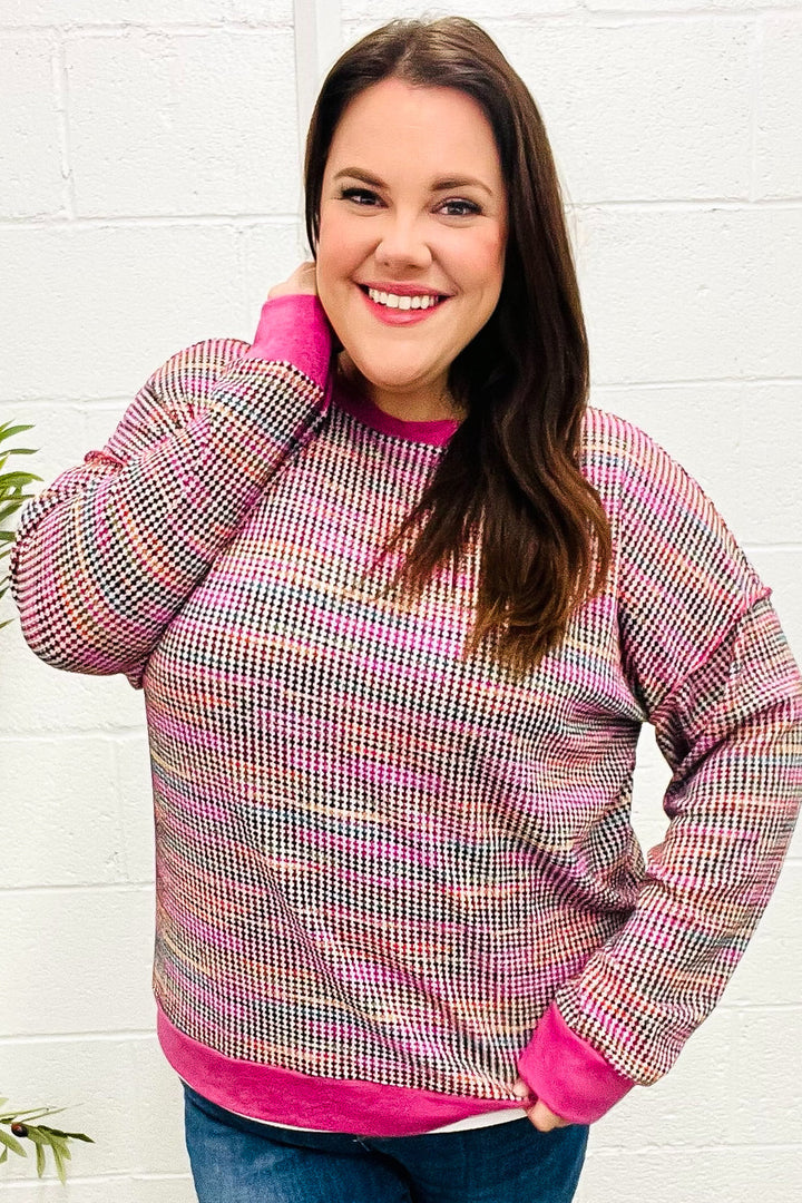 Simple Joys - Textured Waffle-Knit Sweater Top