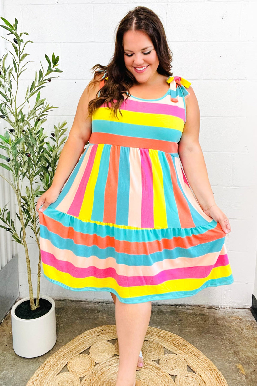 Beautiful You - Multicolor Stripe Tiered Dress