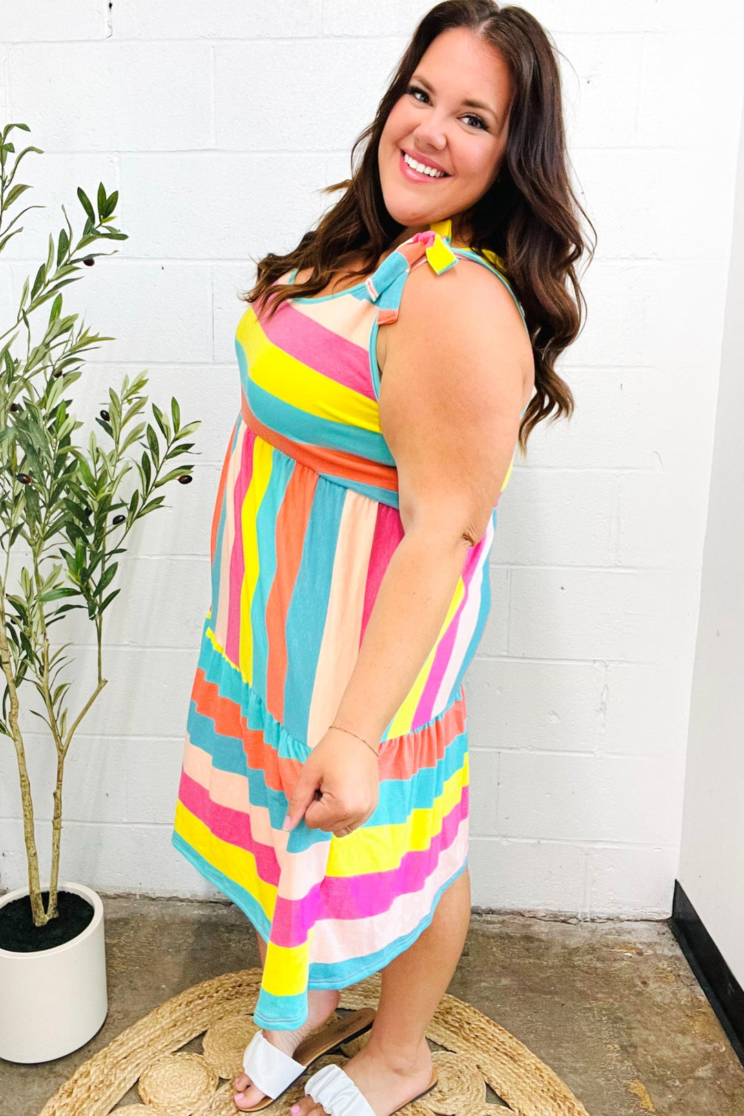 Beautiful You - Multicolor Stripe Tiered Dress