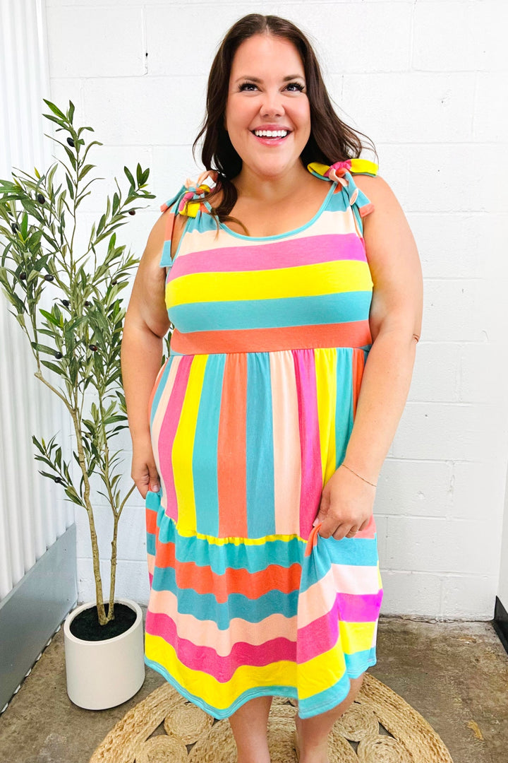 Beautiful You - Multicolor Stripe Tiered Dress