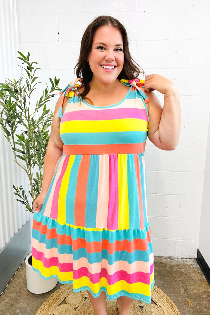 Beautiful You - Multicolor Stripe Tiered Dress