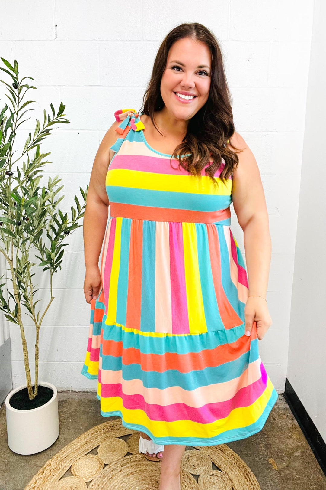 Beautiful You - Multicolor Stripe Tiered Dress