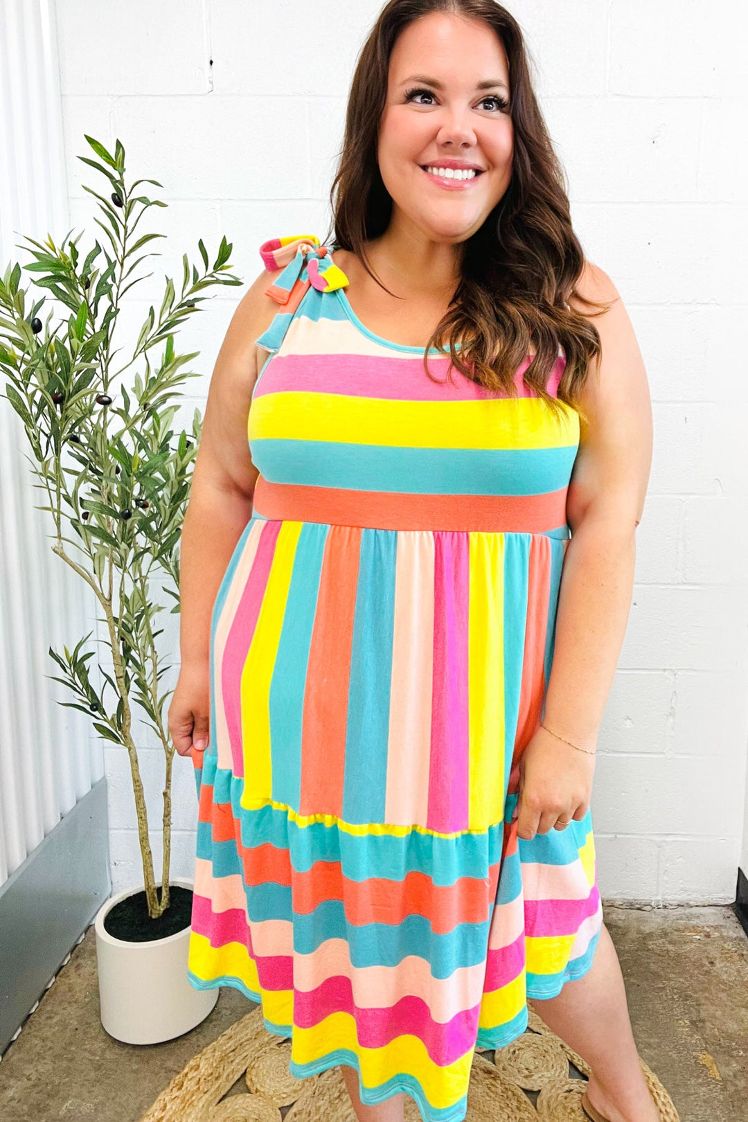 Beautiful You - Multicolor Stripe Tiered Dress