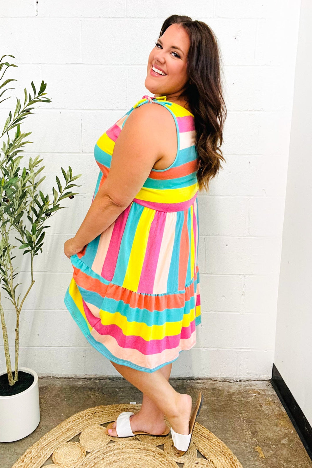 Beautiful You - Multicolor Stripe Tiered Dress