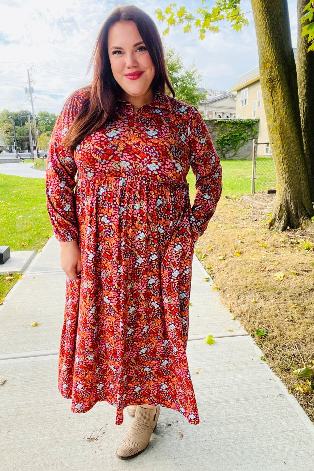 Thing Of Beauty - Burgundy Floral Maxi Dress